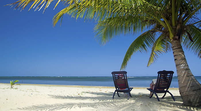 Relaxing on remote beach