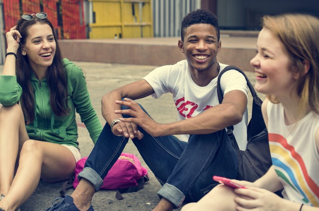 group of youth talking